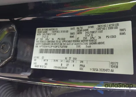 2016 Ford F-150 Xl from USA, damaged, VIN 1FTEW1CP1GFC72759